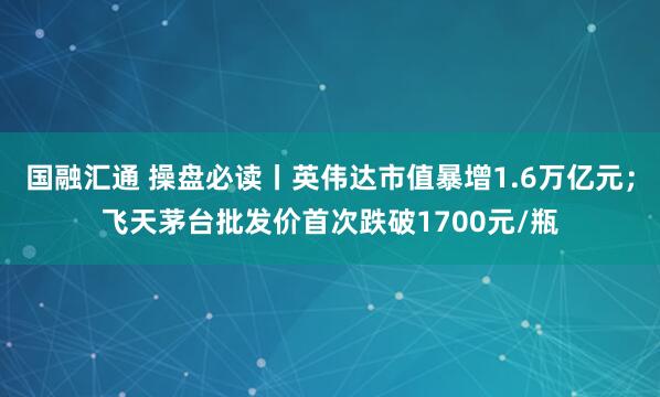 国融汇通 操盘必读丨英伟达市值暴增1.6万亿元；飞天茅台批发价首次跌破1700元/瓶